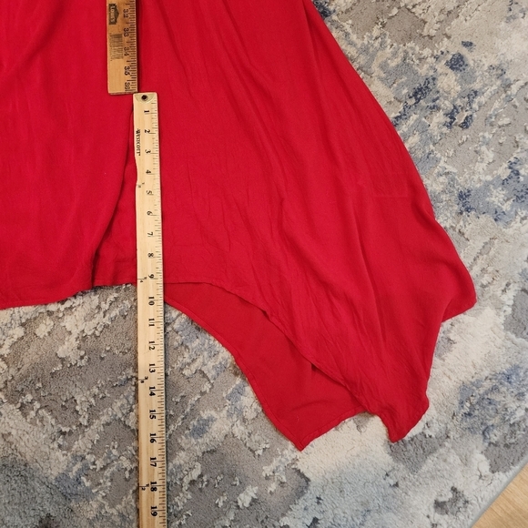 Banana Republic handkerchief hem red wrap midi dress. Belted. Size 12. Pockets - Picture 15 of 16
